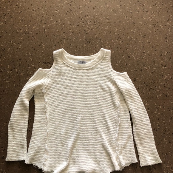Stargaze white cold shoulder sweater distressed - Picture 3 of 8